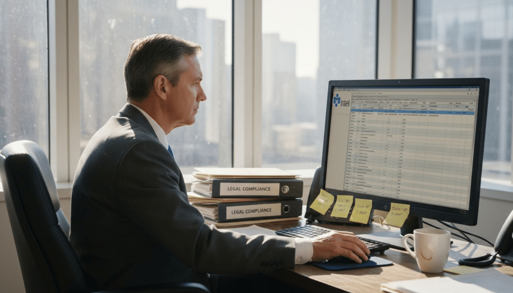 Agency manager reviewing employee monitoring checklist