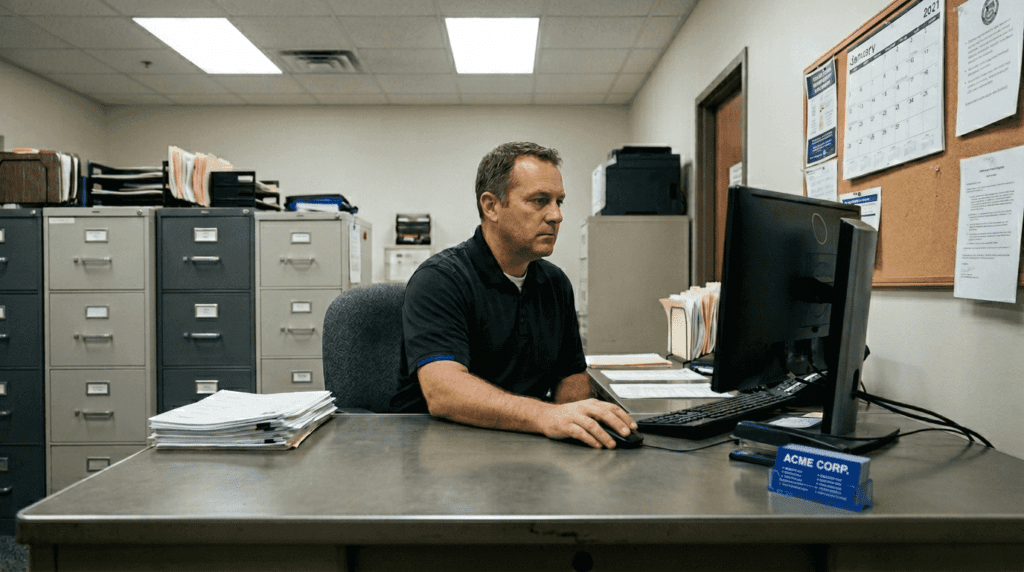 Hiring manager reviews AI background check results