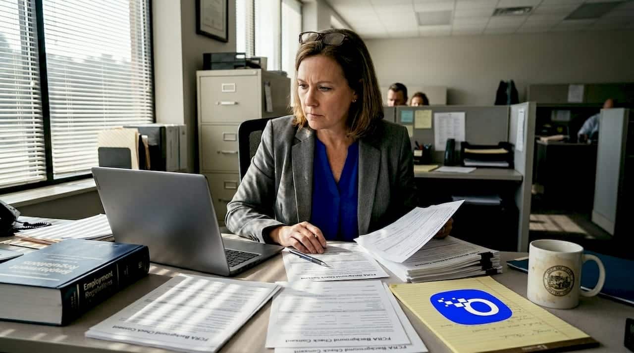 HR manager reviewing FCRA compliance forms