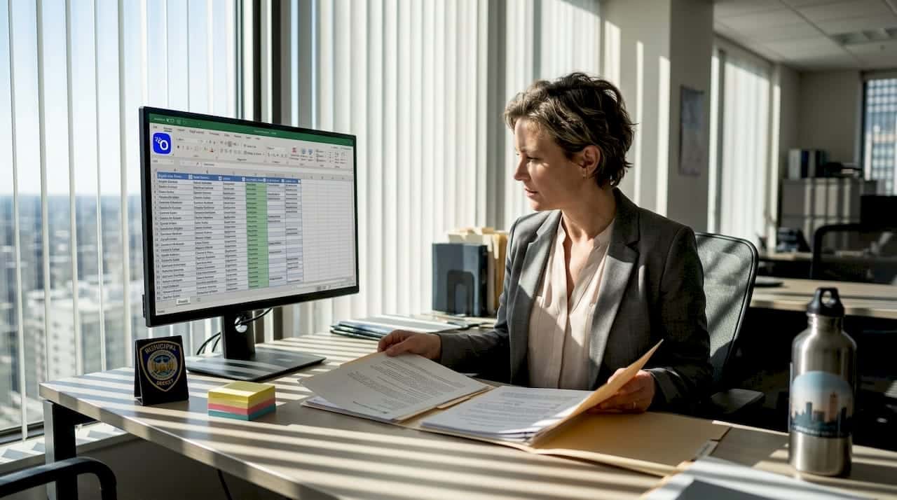 HR manager reviewing public safety candidate files