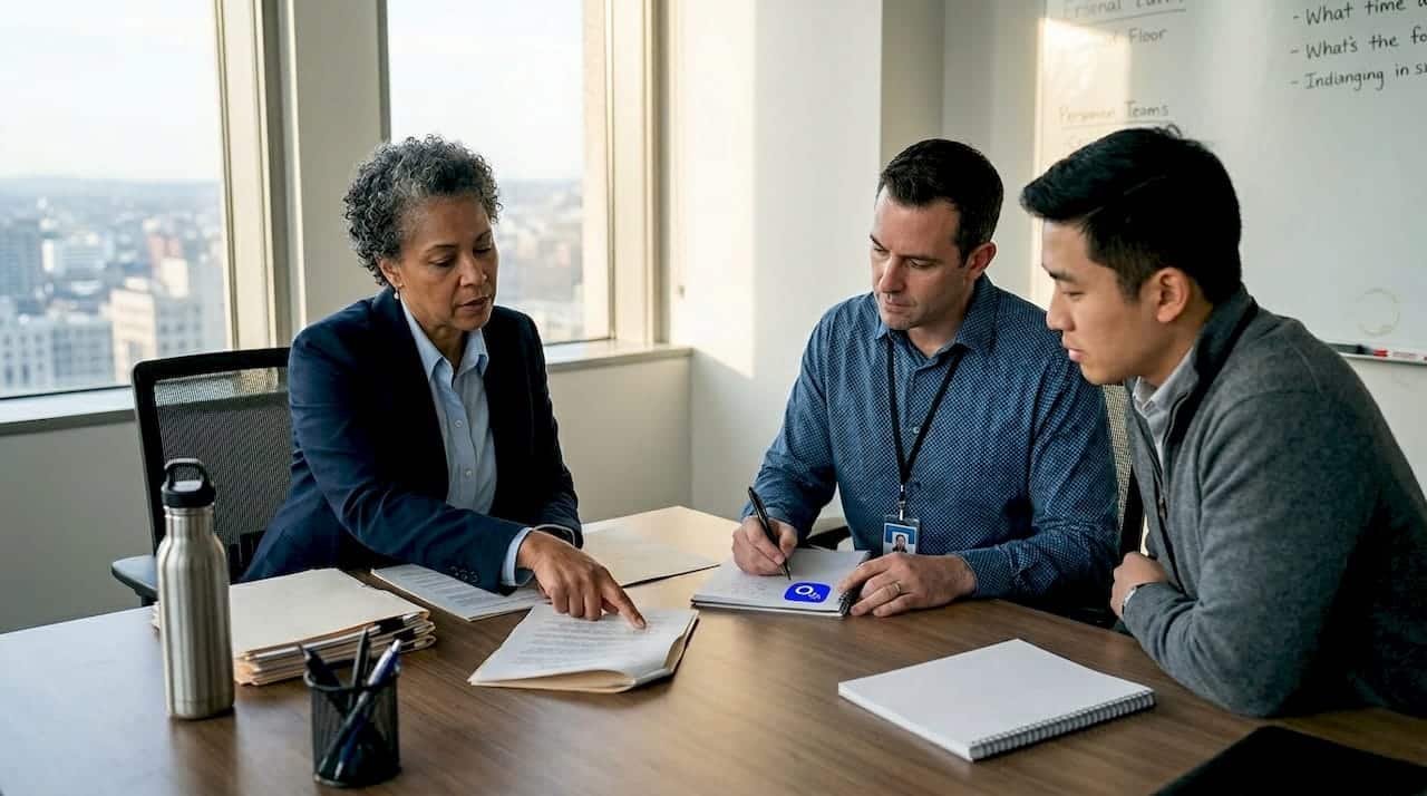 Public safety officials discussing hiring policies