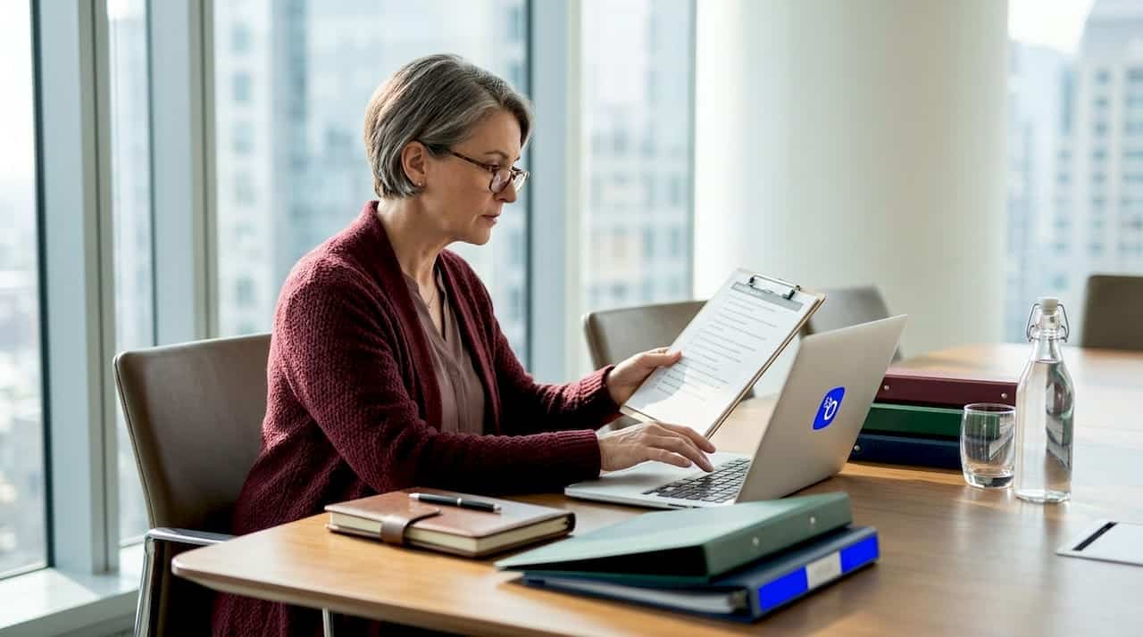 HR manager reviewing public safety hiring files