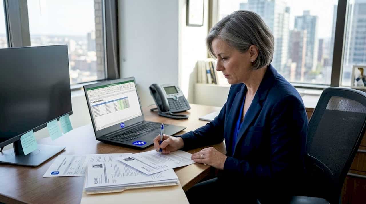 HR manager reviewing credentials in office