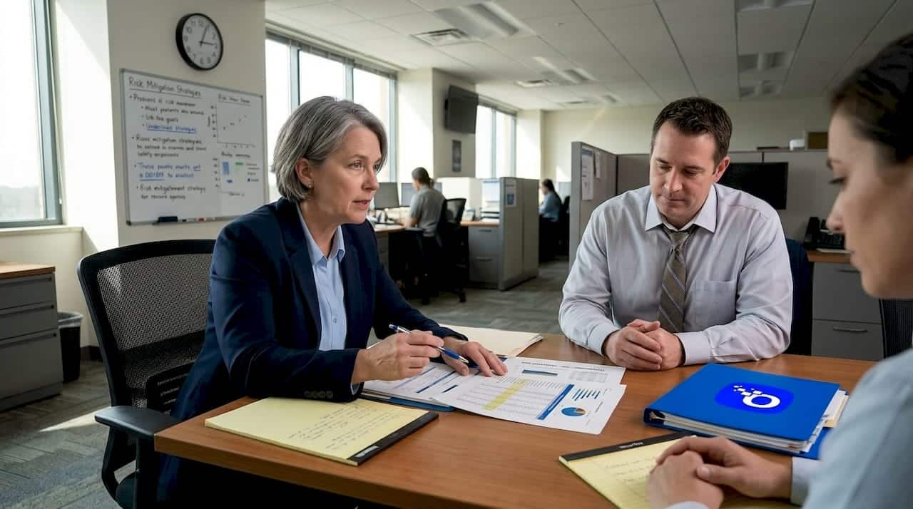 HR manager collaborates in agency office
