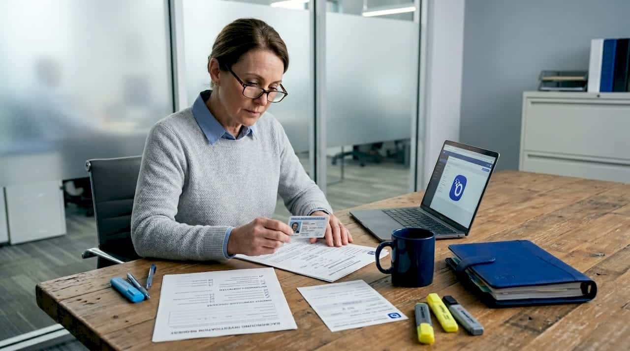 Supervisor reviewing candidate identity documents