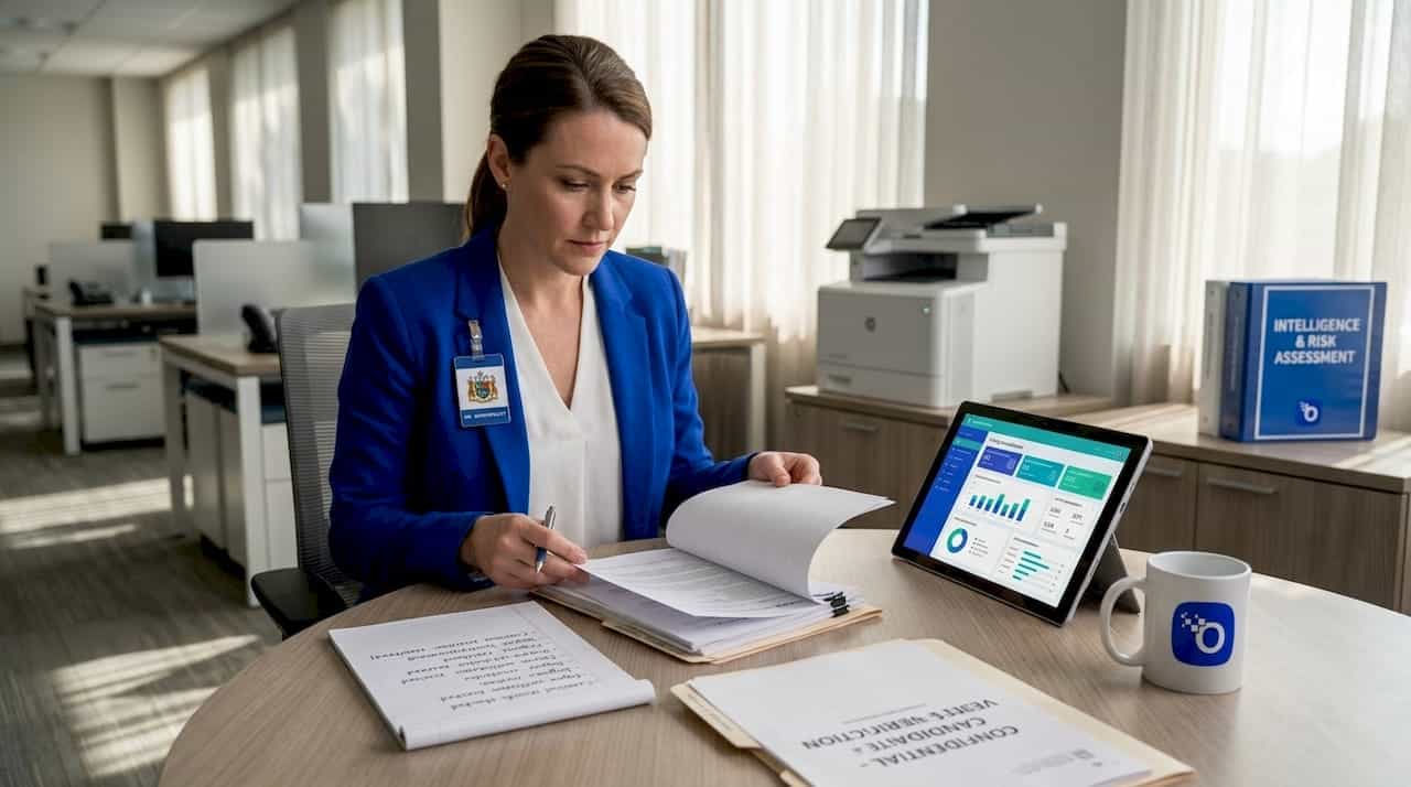 HR manager reviews hiring compliance documents