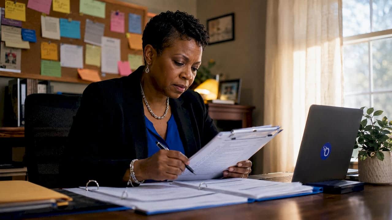 HR officer reviewing post-hire compliance forms