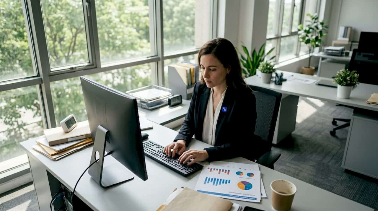 Operations manager reviewing agency activity data