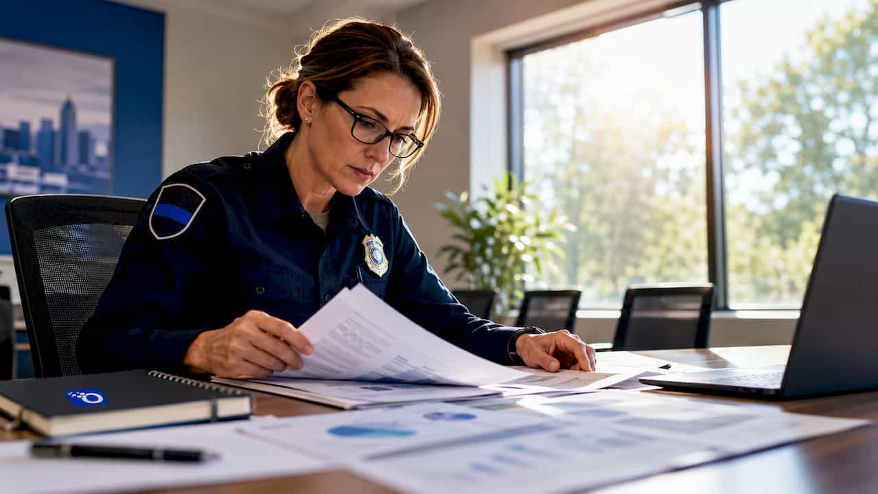 Officer reviewing public safety risk reports