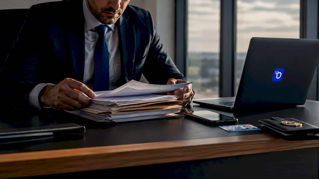Investigator reviewing reputational risk case files