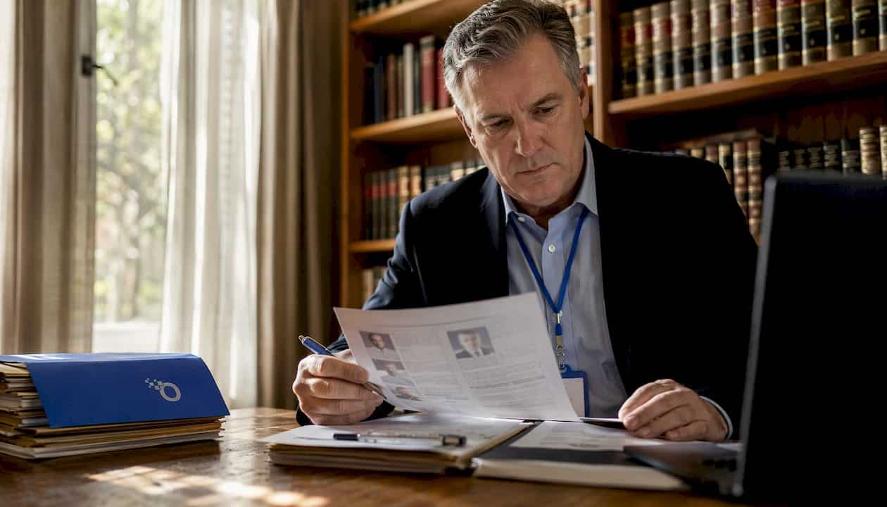 Investigator reviewing judiciary staff background checks