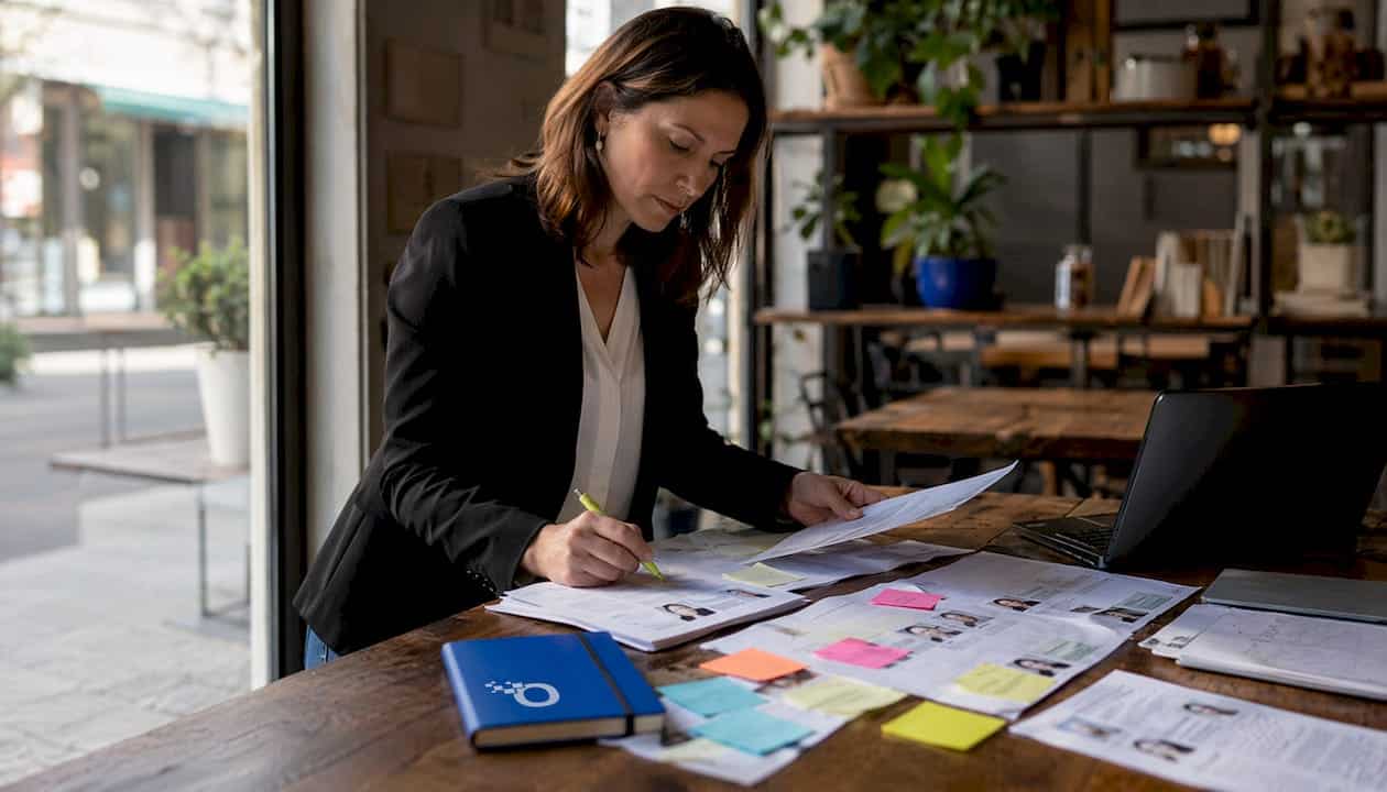 Investigator reviewing recruitment background files
