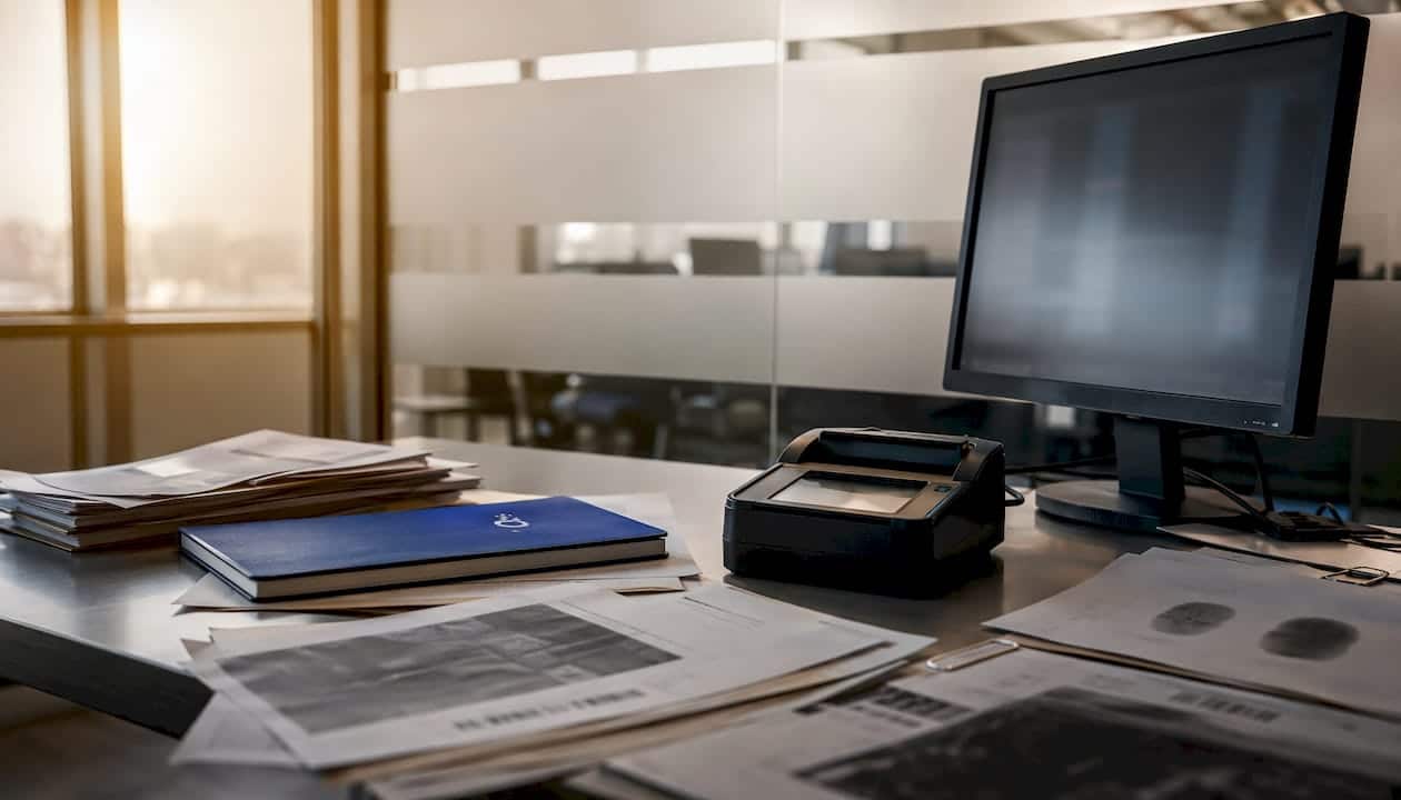 Fingerprint scanner and confidential files in secure office