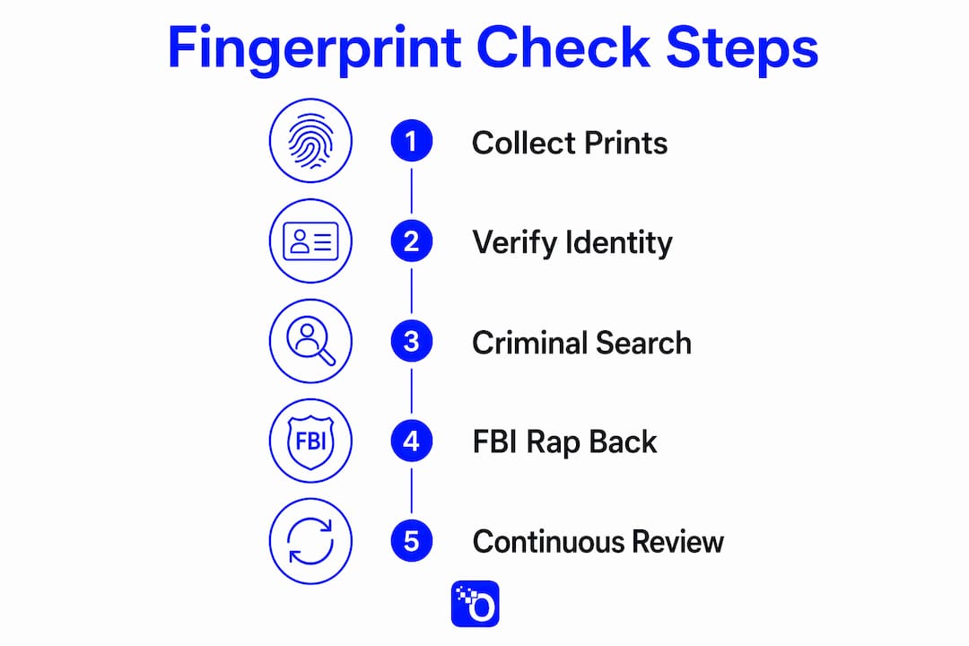 Infographic illustrating fingerprint check process steps