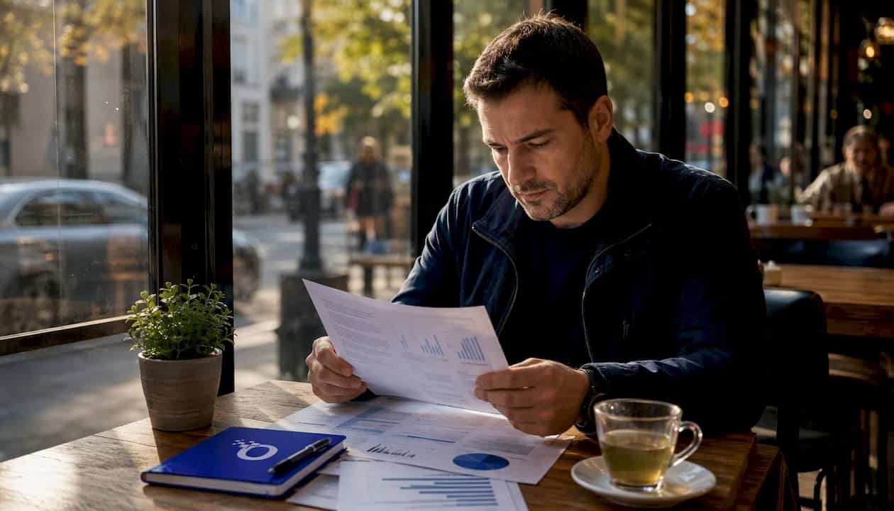 Hands reviewing psychometric test documents on desk