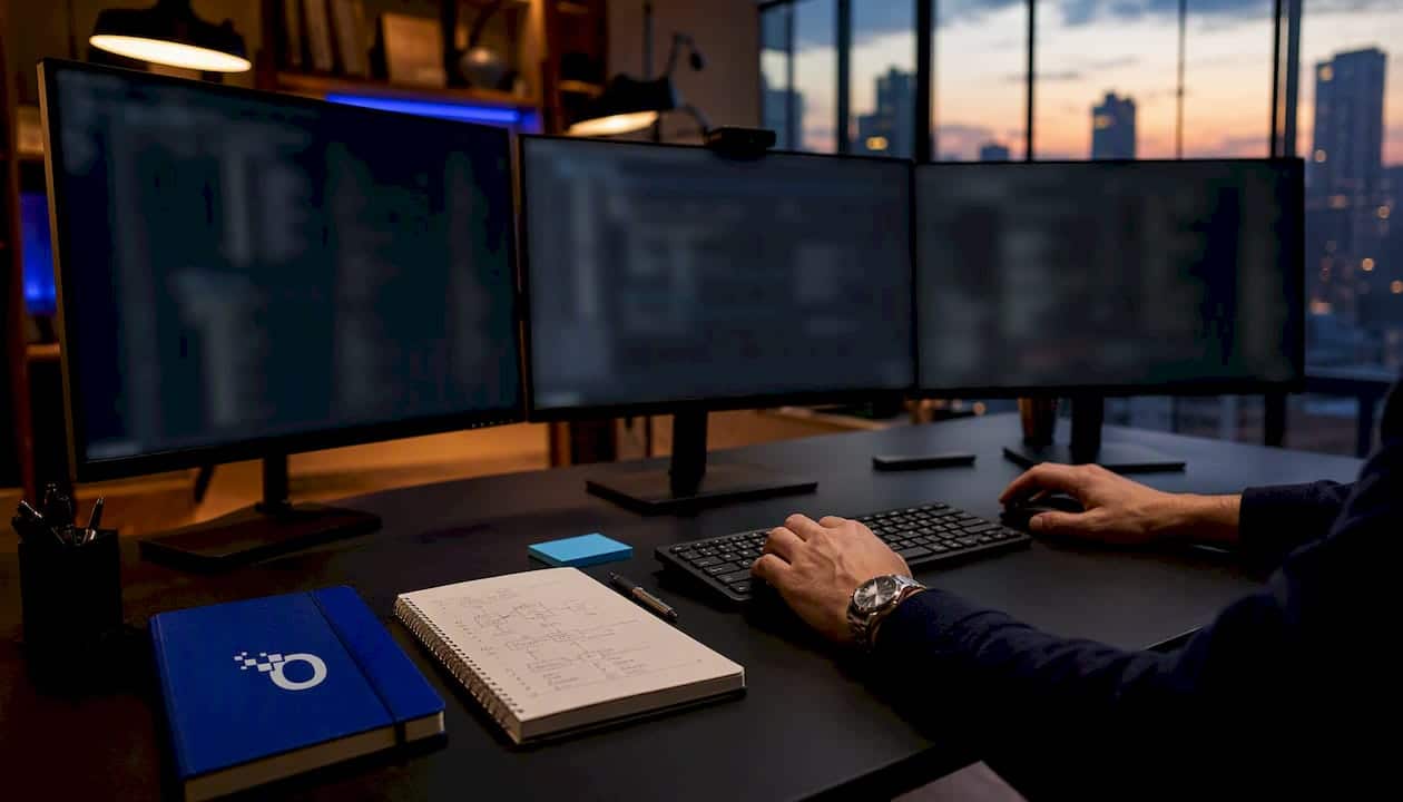 Hands operating continuous monitoring workstation
