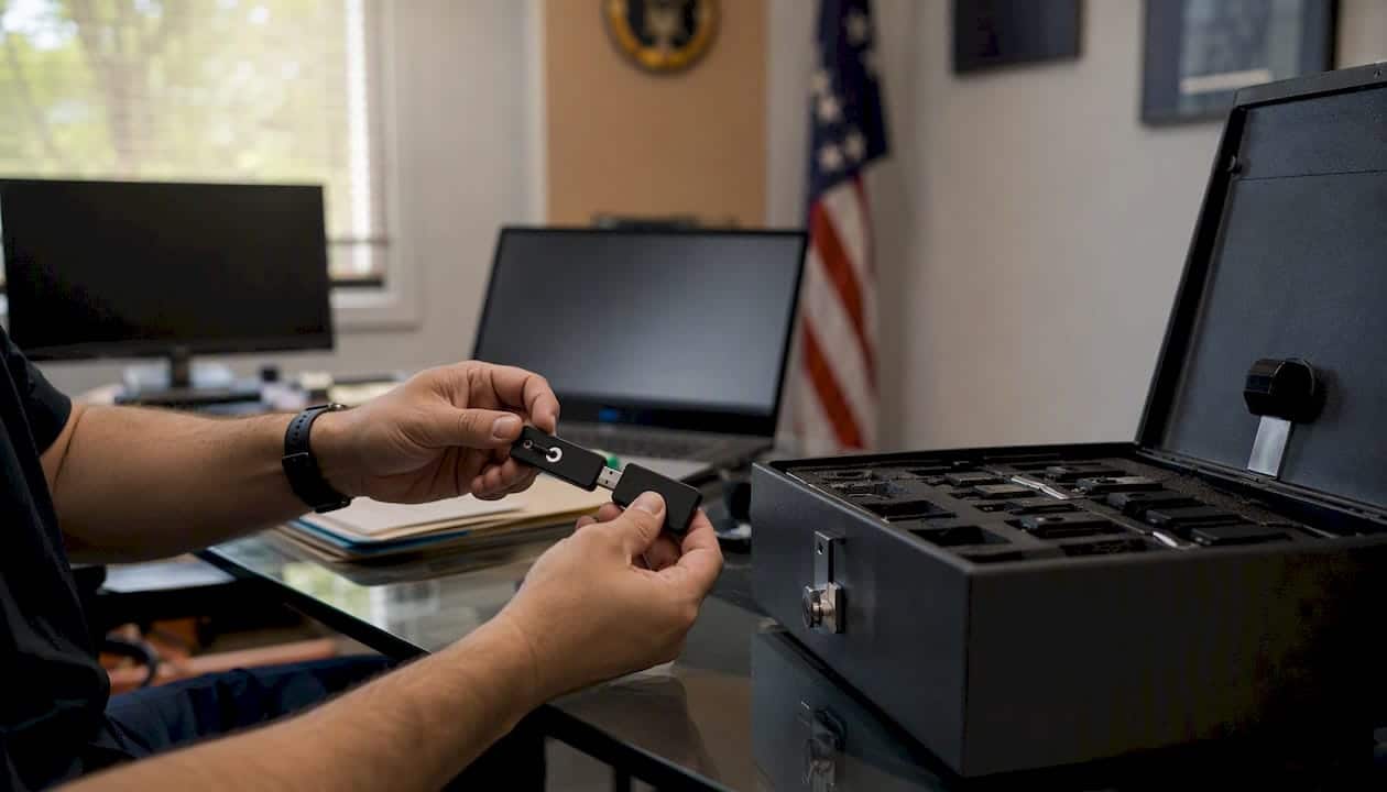 Investigator hands wiring security token