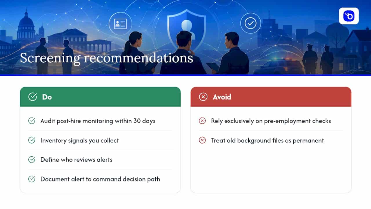 What Experienced Public Safety Screening Specialists Recommend — overview diagram