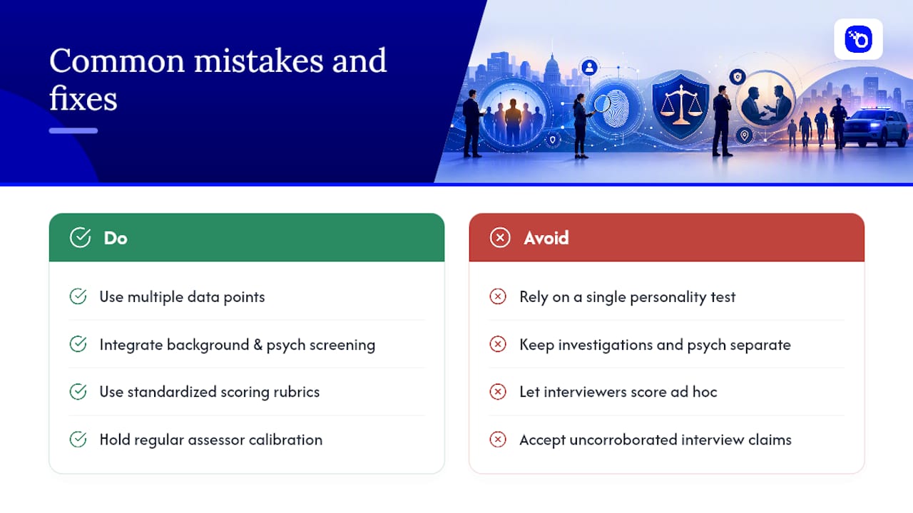 Diagram of integrity assessment mistakes and corrective measures