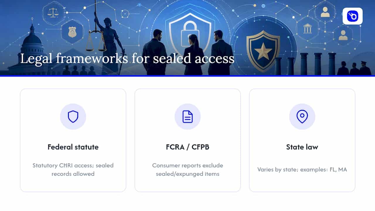 Diagram comparing sealed record access legal frameworks