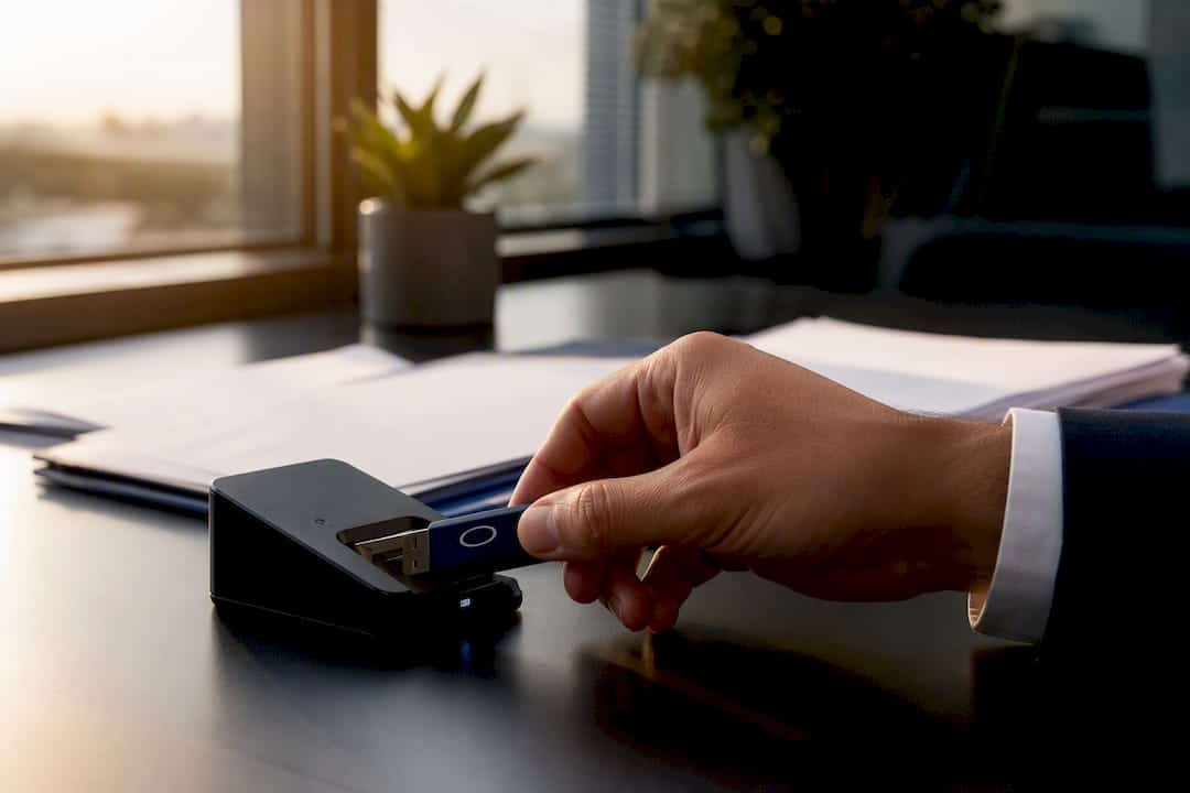 Hand inserting identity verification token