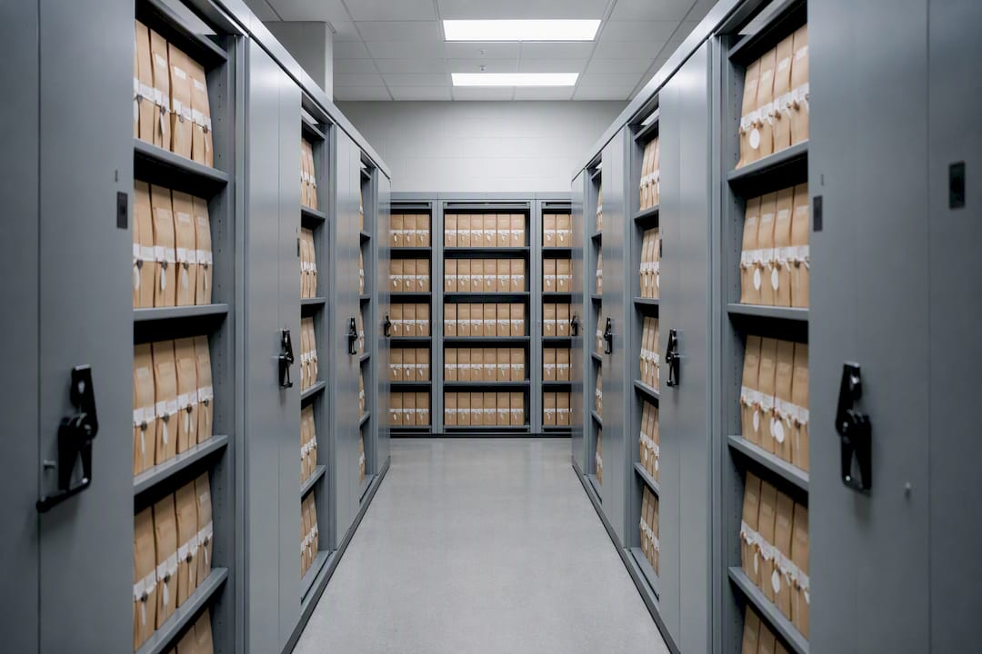 Secure file cabinets storing confidential evaluation records