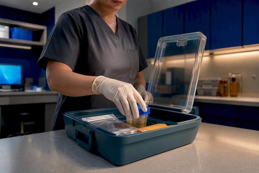Anonymous specimen collection in controlled testing room