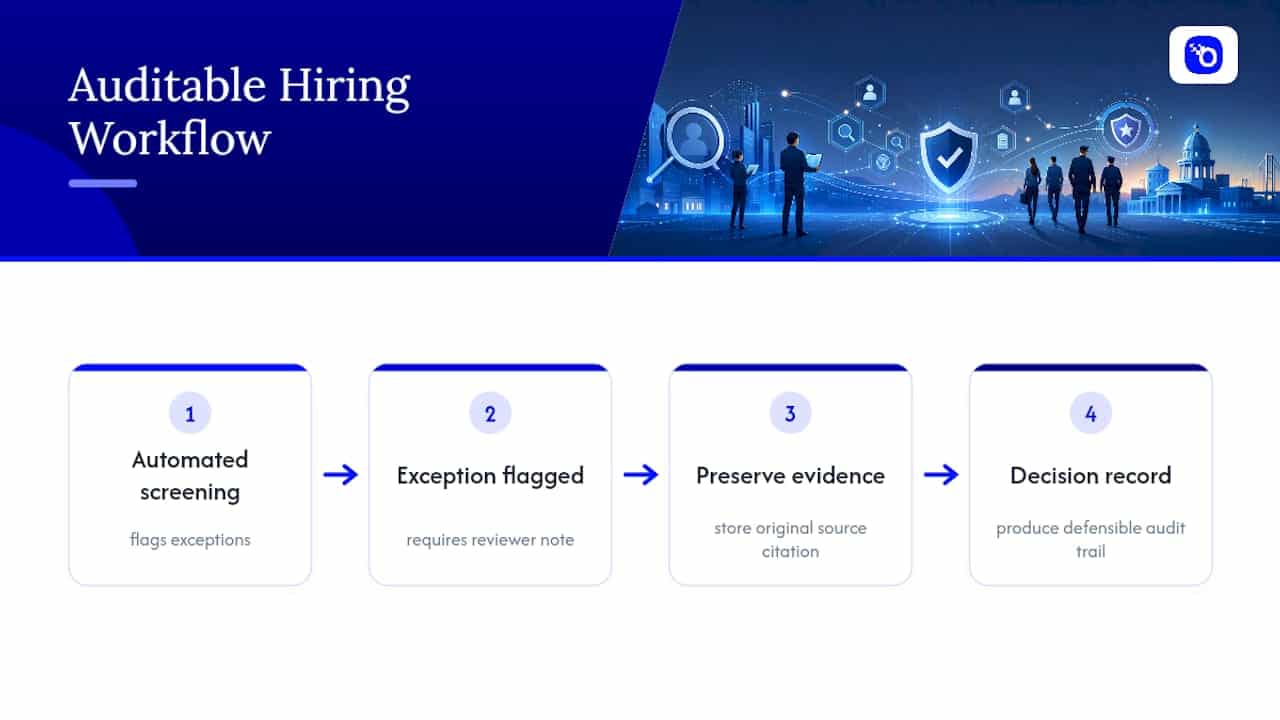 Auditable background screening workflow diagram