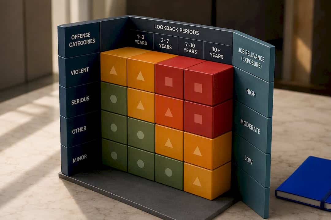 Three-axis adjudication matrix with decision cells